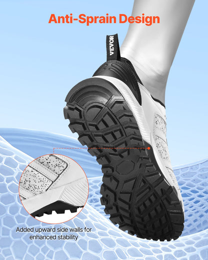 Crosstrainingskor, M-breda sneakers UK storlek 10, skor med bred tåbox, stöd för hålfoten och justerbar snörning, träningsskor för löpning, gymnastik, hundpromenader och tyngdlyftning (vit)