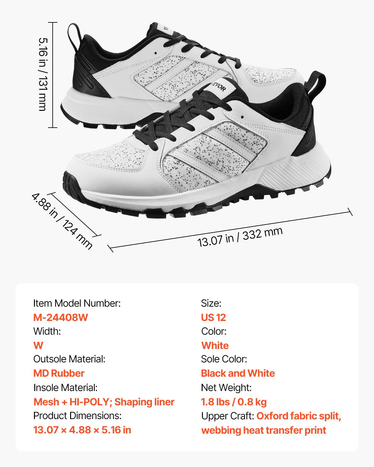 Crosstrainingskor, W-vidd sneakers UK storlek 11, skor med bred tåbox, stöd för hålfoten och justerbar snörning, träningsskor för löpning, gymnastik, hundpromenader och tyngdlyftning (vit)