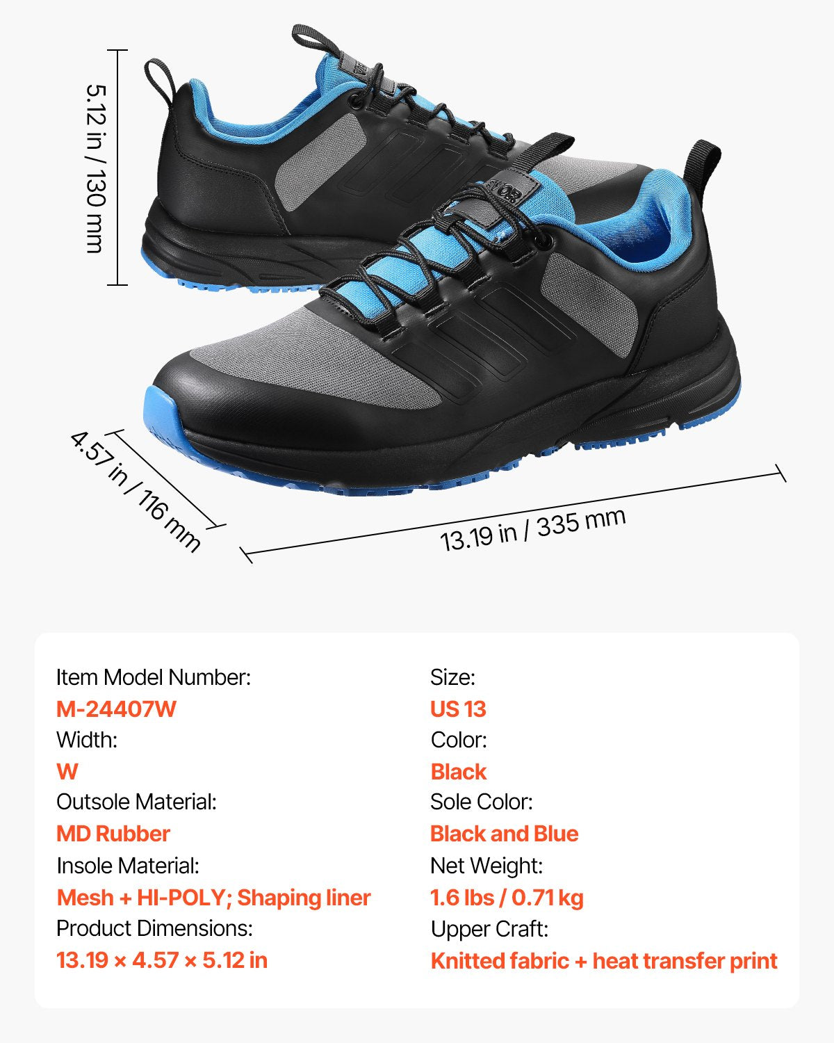 Crossträningsskor, W-vidd sneakers UK storlek 12, skor med bred tåbox, stöd för hålfoten och justerbar snörning, träningsskor för löpning, gymnastik, hundpromenader och tyngdlyftning (svart)