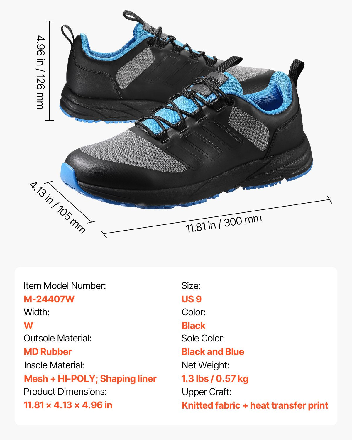 Crosstrainingskor, W-vidd sneakers UK storlek 8, skor med bred tåbox, stöd för hålfoten och justerbar snörning, träningsskor för löpning, gymnastik, hundpromenader och tyngdlyftning (svart)