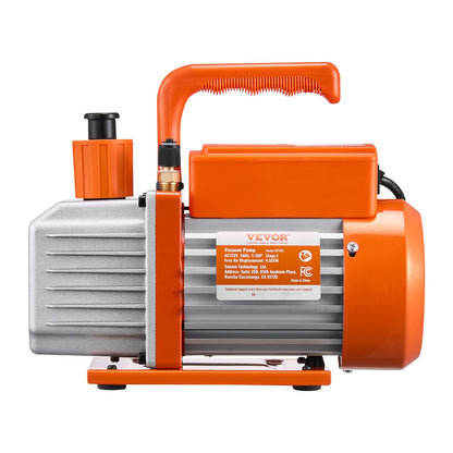 267 L/min (4,5 CFM) AC-vakuumpump och mätarsats, enstegs roterande lamell-HVAC-luftvakuumpump, A/C-kylmedelsmanifoldmätarsats, med läckagedetektorslangar, för R134a, R12, R22, R502a, R410A, R404, R407C