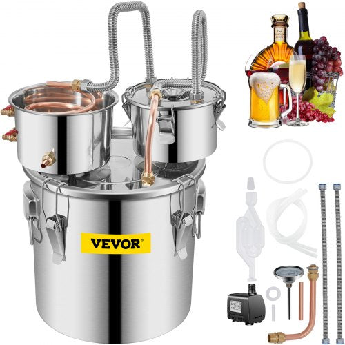 32.2 L Home Use Moonshine Still Brewing Stainless Steel Water Essential Oil Double Keg