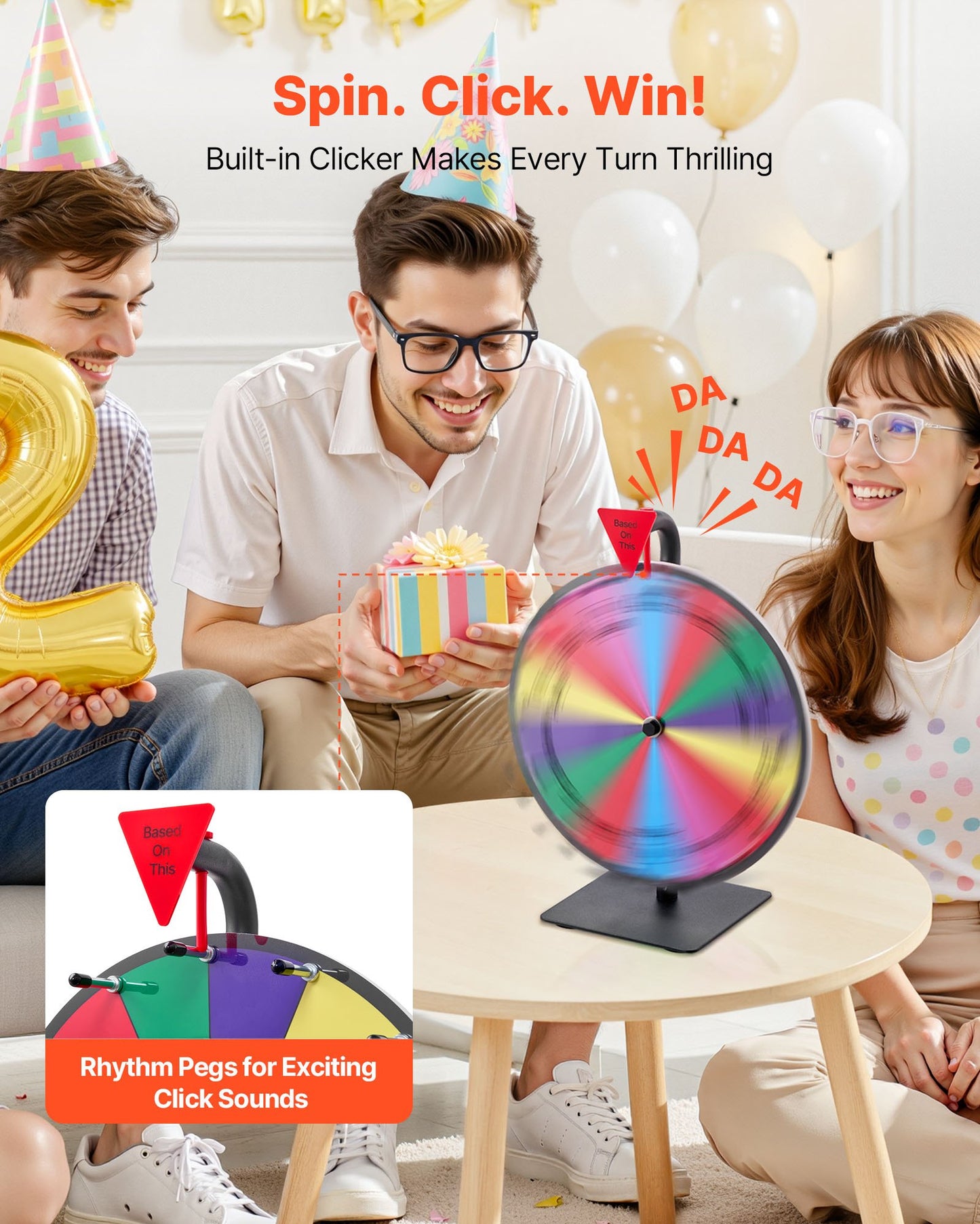 305 mm Spinning Prize Wheel, 14 Slots Spinning Wheel with Stand, Tabletop Win Fortune Roulette with a Dry Erase and 2 Markers, 6 Colors, Easy Assembly, for Party Pub Trade Show Carnival Events