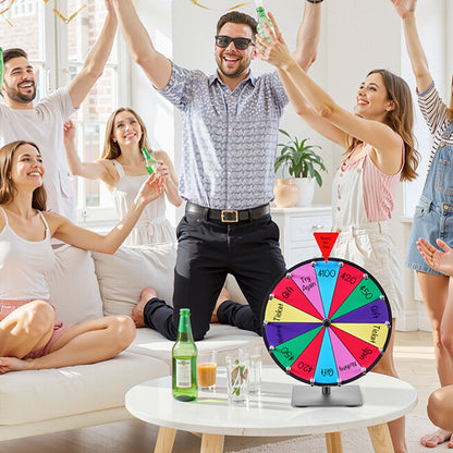 305 mm Spinning Prize Wheel, 14 Slots Spinning Wheel with Stand, Tabletop Win Fortune Roulette with a Dry Erase and 2 Markers, 6 Colors, Easy Assembly, for Party Pub Trade Show Carnival Events