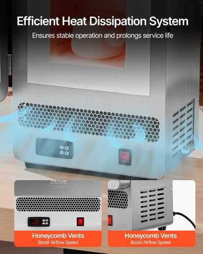 Tabletop Kiln Melter, 1500W Powerful Electric Kiln, 2192℉ / 1200℃ Max Temperature, Stainless Steel, Gold Melting Furnace for Wax Casting, Clay DIY, Metal Tempering, Glazing on Pottery, Silver