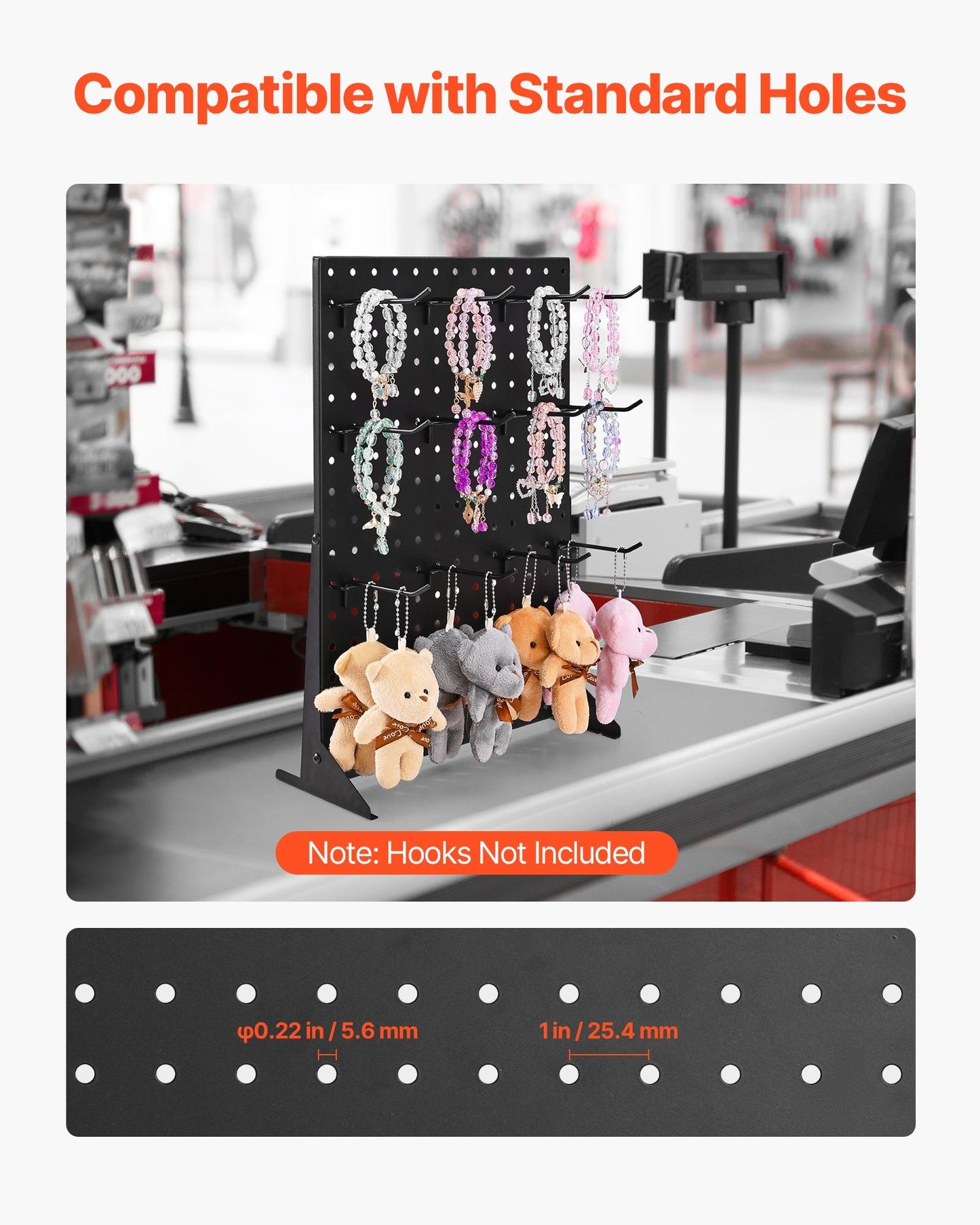 Pegboard Display Stand, 43 x 33 cm Tabletop Pegboard Display Stand, Accessories Rack Organizer, Thickened Cold-Rolled Steel Peg Board Panel for Grocery Retail Store Jewelry Shop, Black (4 PCS)