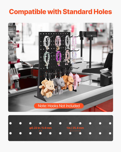 Pegboard Display Stand, 43 x 33 cm Tabletop Pegboard Display Stand, Accessories Rack Organizer, Thickened Cold-Rolled Steel Peg Board Panel for Grocery Retail Store Jewelry Shop, Black (4 PCS)