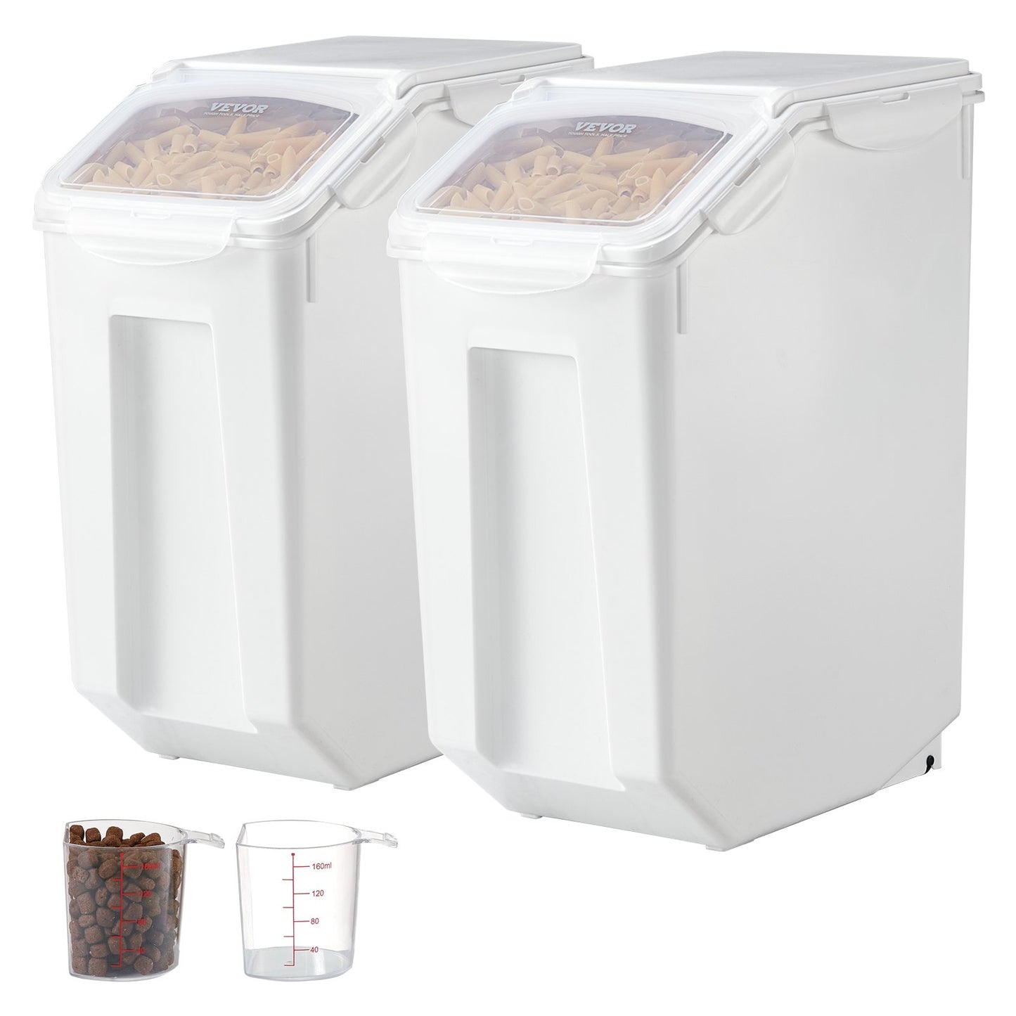 Rice Storage Container, 4.5Gallon/20L x2 Capacity Large Dog Food Dispenser Bin, Kitchen Ingredient Grain Cereal Flour Bin, Pet food Containers with Wheels, 2 Measuring Cups, Airtight Lid, 2 Pack