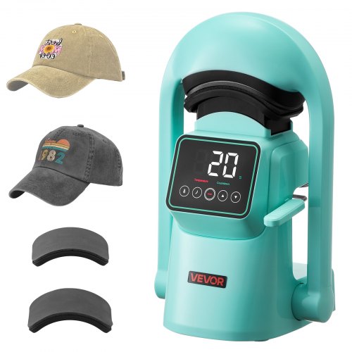 Auto Hat Heat Press Machine, with 2pcs Interchangeable Platens, Automatic Open and Release, Touchscreen for Precise Time and Temperature Control, Heat Transfer Printing for Caps, Hats, Green