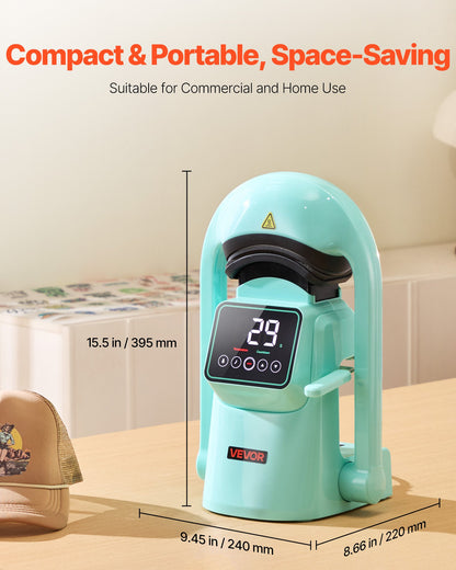 Auto Hat Heat Press Machine, with 2pcs Interchangeable Platens, Automatic Open and Release, Touchscreen for Precise Time and Temperature Control, Heat Transfer Printing for Caps, Hats, Green