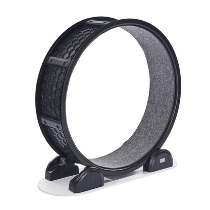 Cat Exercise Wheel with Pedometer, 40.8 in, Cat Running Wheel with Brake & Carpeted Runway, Quiet Cat Treadmill for Indoor Cats Under 30lbs, Cat Exerciser for Pets Health & Fitness Black