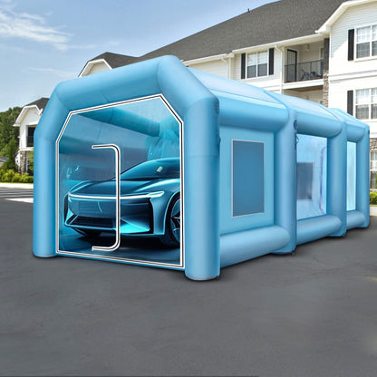 Inflatable Paint Booth 33x16.4x11.5ft, Inflatable booth with 2 Blowers, Inflatable Spray Booth with Filter System, Portable Car Paint Booth for Car Parking Tent Workstation
