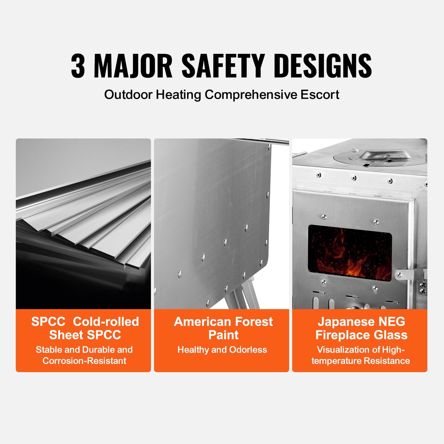 Vedspis, 218,44 cm, campingtältkök i rostfritt stål, bärbar vedspis med skorstensrör och handskar, 49161,3 cm³ eldstad, tältkök för matlagning och uppvärmning utomhus med 8 rör