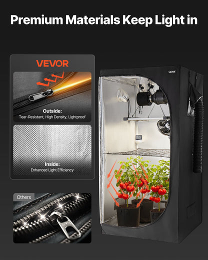 Indoor Grow Tent Kit, 100 x 100 x 200 cm, Indoor Plant Tent with Full Spectrum LED Grow Light & Ventilation System, 600D High Reflective Mylar, Growing Tents for Flower Veggie