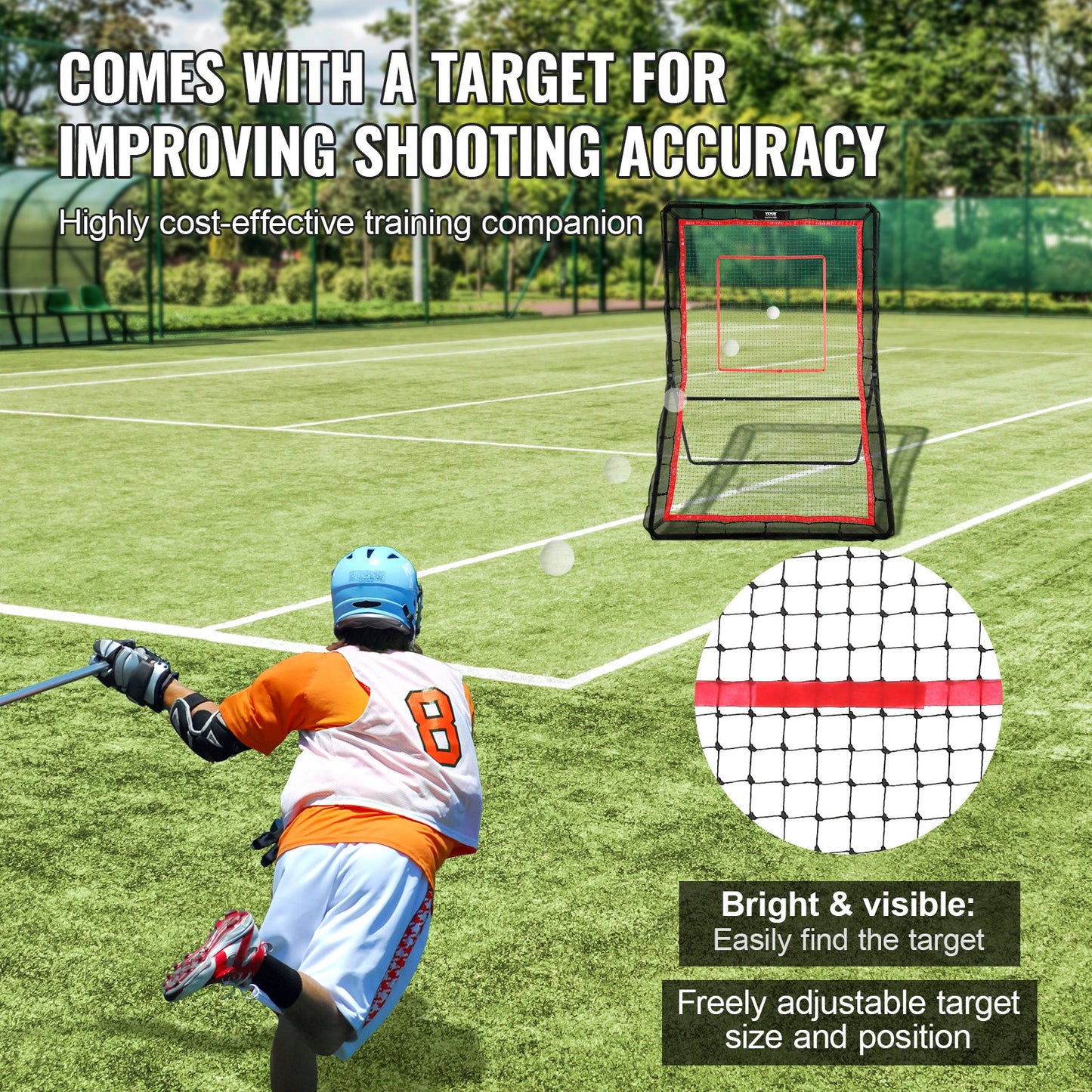 Lacrosse Rebounder for Backyard, 1524 x 2133.6 mm Volleyball Bounce Back Net, Pitchback Throwback Baseball Softball Return Training Screen, Adjustable Angle Shooting Practice Training Wall with Target
