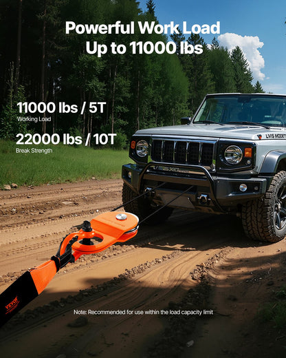 10 T vinschblock, kapacitet 22 000 lbs block och taljesystem, fungerar med 0,4" - 0,55" rep, vinschkroktillbehör, kraftigt terrängbärgningstillbehör för lastbil traktor ATV UTV