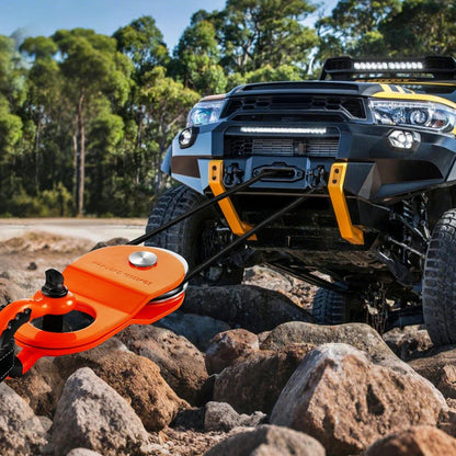 10 T vinschblock, kapacitet 22 000 lbs block och taljesystem, fungerar med 0,4" - 0,55" rep, vinschkroktillbehör, kraftigt terrängbärgningstillbehör för lastbil traktor ATV UTV