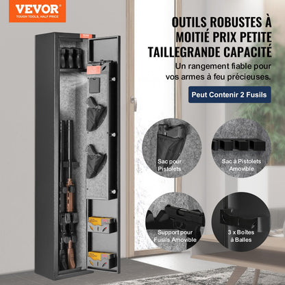 2 Rifles Gun Safe, Rifle Safe with Lock & Digital Keypad, Quick Access Gun Storage Cabinet with Removable Shelf, Pistol Rack, Rifle Cabinet for Home Rifle and Pistols