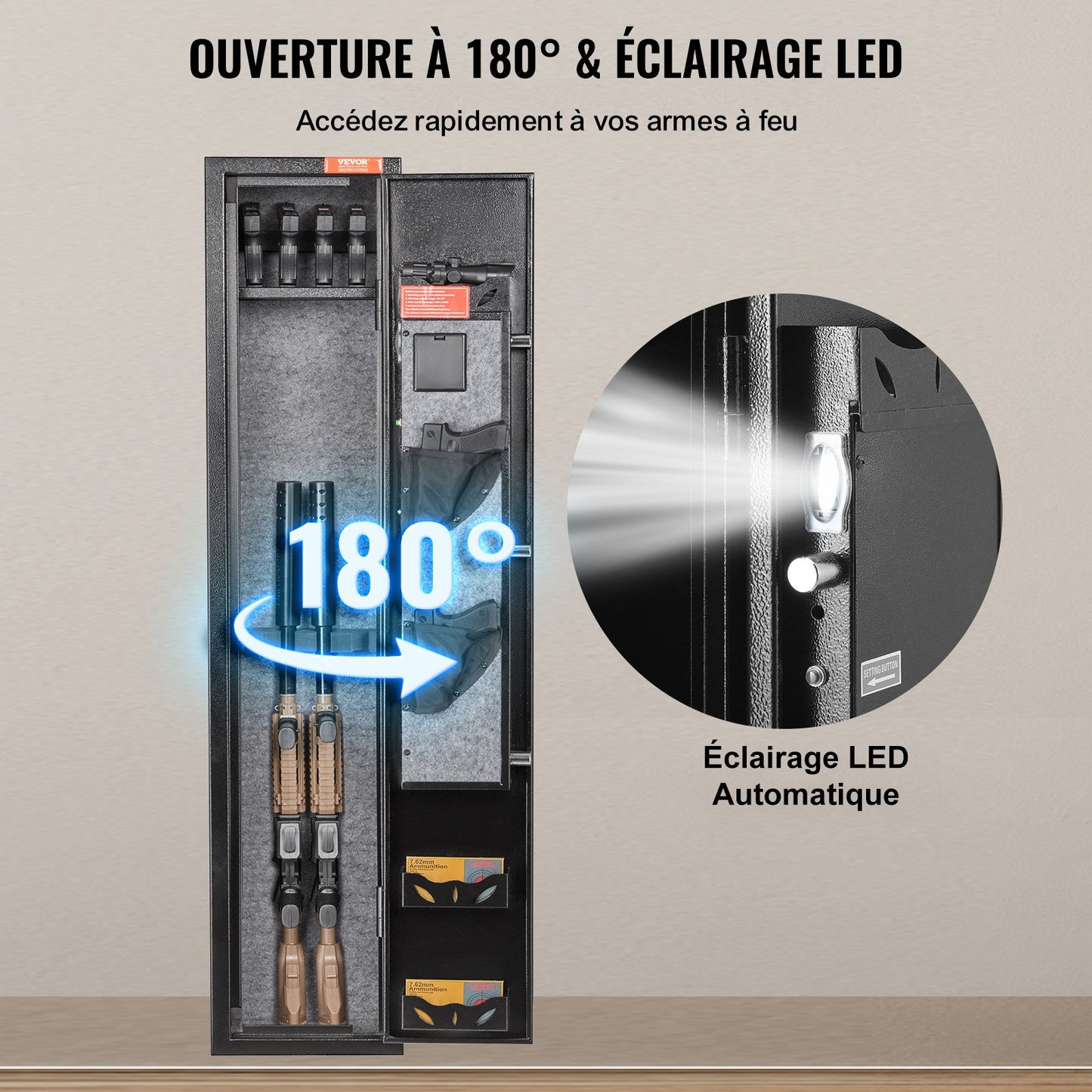 2 Rifles Gun Safe, Rifle Safe with Lock & Digital Keypad, Quick Access Gun Storage Cabinet with Removable Shelf, Pistol Rack, Rifle Cabinet for Home Rifle and Pistols