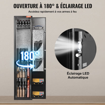 5 Rifles Gun Safe, Rifle Safe with Fingerprint Lock, Quick Access Gun Storage Cabinet for Shotguns with Removable Shelf, Pistol Rack, Ammo Storage Box for Home Long Gun and Pistols