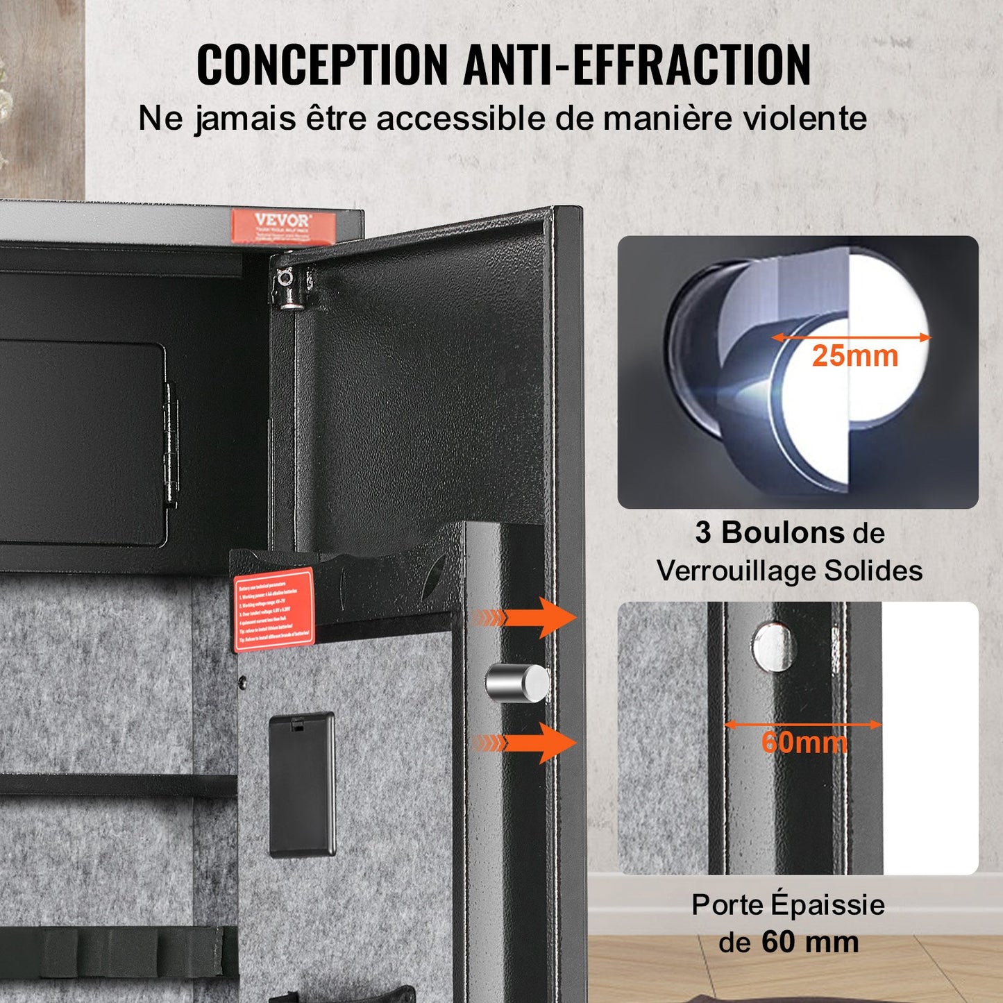 Vapenskåp för 7-8 gevär, gevärskåp med digital knappsats och lås, vapenförvaringsskåp med inbyggt förvaringsskåp, avtagbar förvaringshylla för långt vapen och pistoler