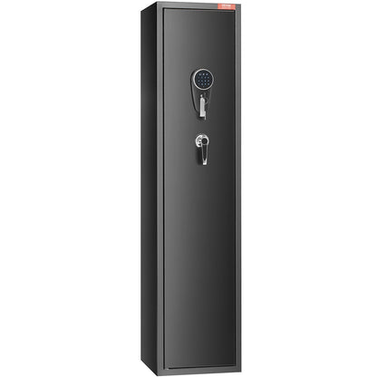 Vapenskåp för 7-8 gevär, gevärskåp med digital knappsats och lås, vapenförvaringsskåp med inbyggt förvaringsskåp, avtagbar förvaringshylla för långt vapen och pistoler