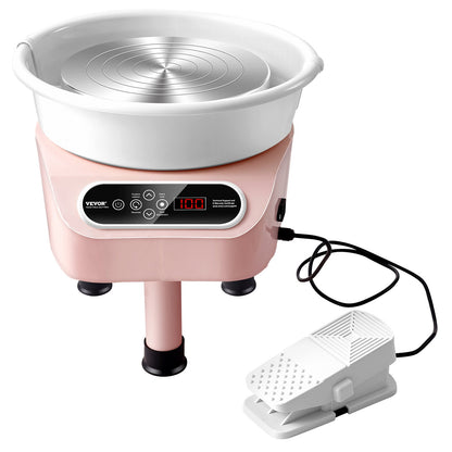 Drejskiva 27,9 cm keramisk skiva fotpedal pekskärm 450W 3 ben rosa