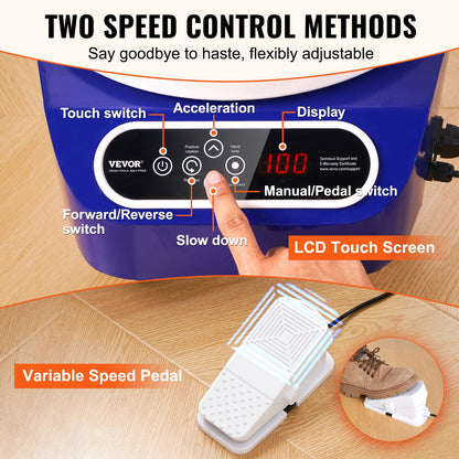 Drejskiva 27,9 cm keramisk skiva fotpedal pekskärm 450W 3 ben blå