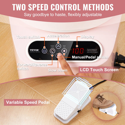 Pottery Wheel, 11 inch Pottery Forming Machine, 350W Electric Wheel for Pottery with Foot Pedal and LCD Touch Screen, Direct Drive Ceramic Wheel with Shaping Tools for DIY Art Craft, Pink