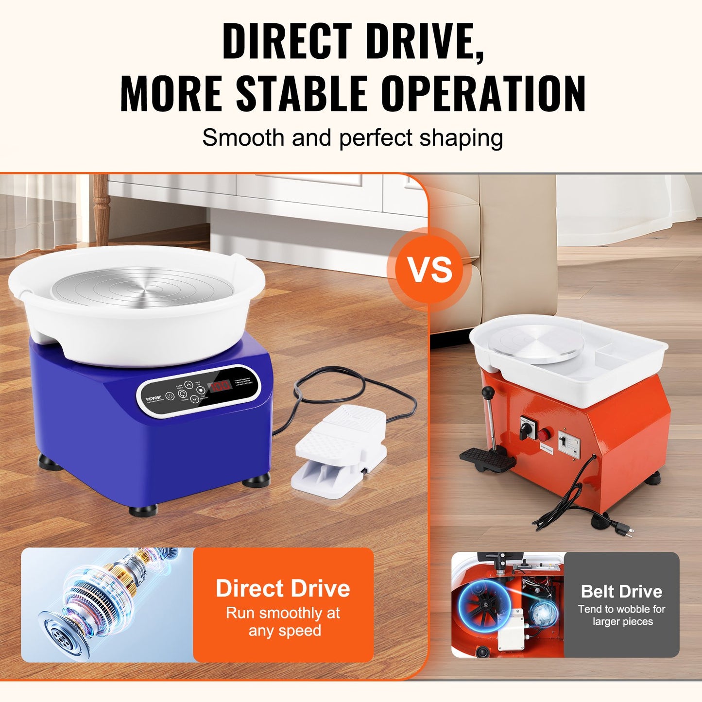 Keramikhjul, 11 tums keramikformningsmaskin, 350W elektriskt hjul för keramik med fotpedal och LCD-pekskärm, direktdrivet keramiskt hjul med formverktyg för DIY-konsthantverk, blå