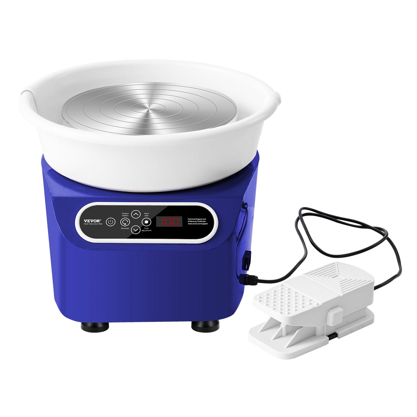 Pottery Wheel 27.9 cm Ceramic Wheel Foot Pedal Touch Screen Apron 450W Blue