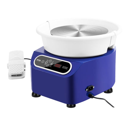 Pottery Wheel 27.9 cm Ceramic Wheel Foot Pedal Touch Screen Apron 450W Blue