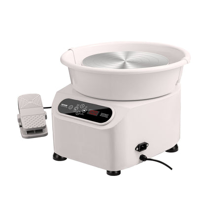 Drejskiva 27,9 cm keramisk skiva, fotpedal, pekskärm, förkläde, 450 W, vit