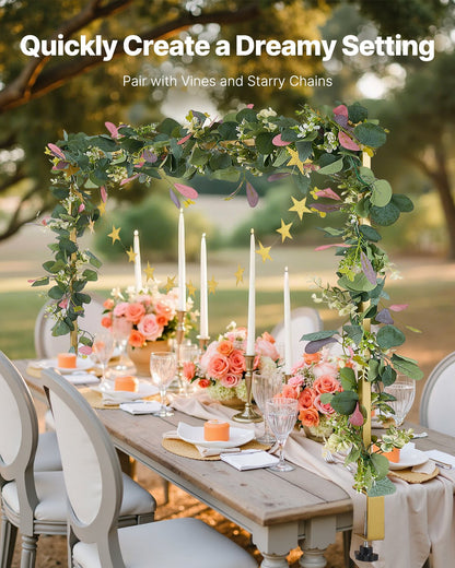 Stativ för bordsstänger med klämmor, 33-102 cm högt och 74-91 cm längdjusterbart, bordsstativ i metall med rotting, bordsram för ballongbåge för bröllop, födelsedag, juldekorationer, guld