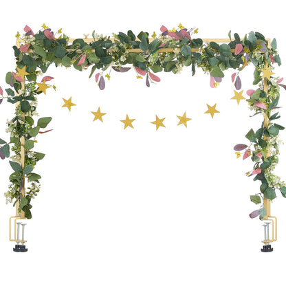 Stativ för bordsstänger med klämmor, 33-102 cm högt och 74-91 cm längdjusterbart, bordsstativ i metall med rotting, bordsram för ballongbåge för bröllop, födelsedag, juldekorationer, guld