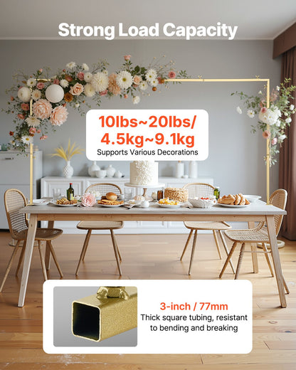Over The Table Rod Stand with Clamps, 13"-42" Tall & 28"-98" Length Adjustable, 2 Packs Table Arch Stand, Tabletop Balloon Arch Frame for Wedding Birthday Party Christmas Decorations, Gold