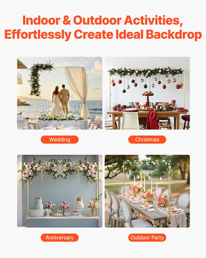 Over The Table Rod Stand with Clamps, 13"-42" Tall & 28"-98" Length Adjustable, 2 Packs Table Arch Stand, Tabletop Balloon Arch Frame for Wedding Birthday Party Christmas Decorations, Gold