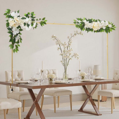 Over the Table Rod Stand with Clamps, Adjustable 71-249 cm Length & 33-106 cm Height, Table Arch Stand with Floral Accessories, Gold Balloon Frame for Wedding Birthday Party Christmas Decoration