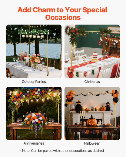 Over the Table Rod Stand with Clamps, Adjustable 71-249 cm Length & 33-106 cm Height, Table Arch Stand with Floral Accessories, Gold Balloon Frame for Wedding Birthday Party Christmas Decoration