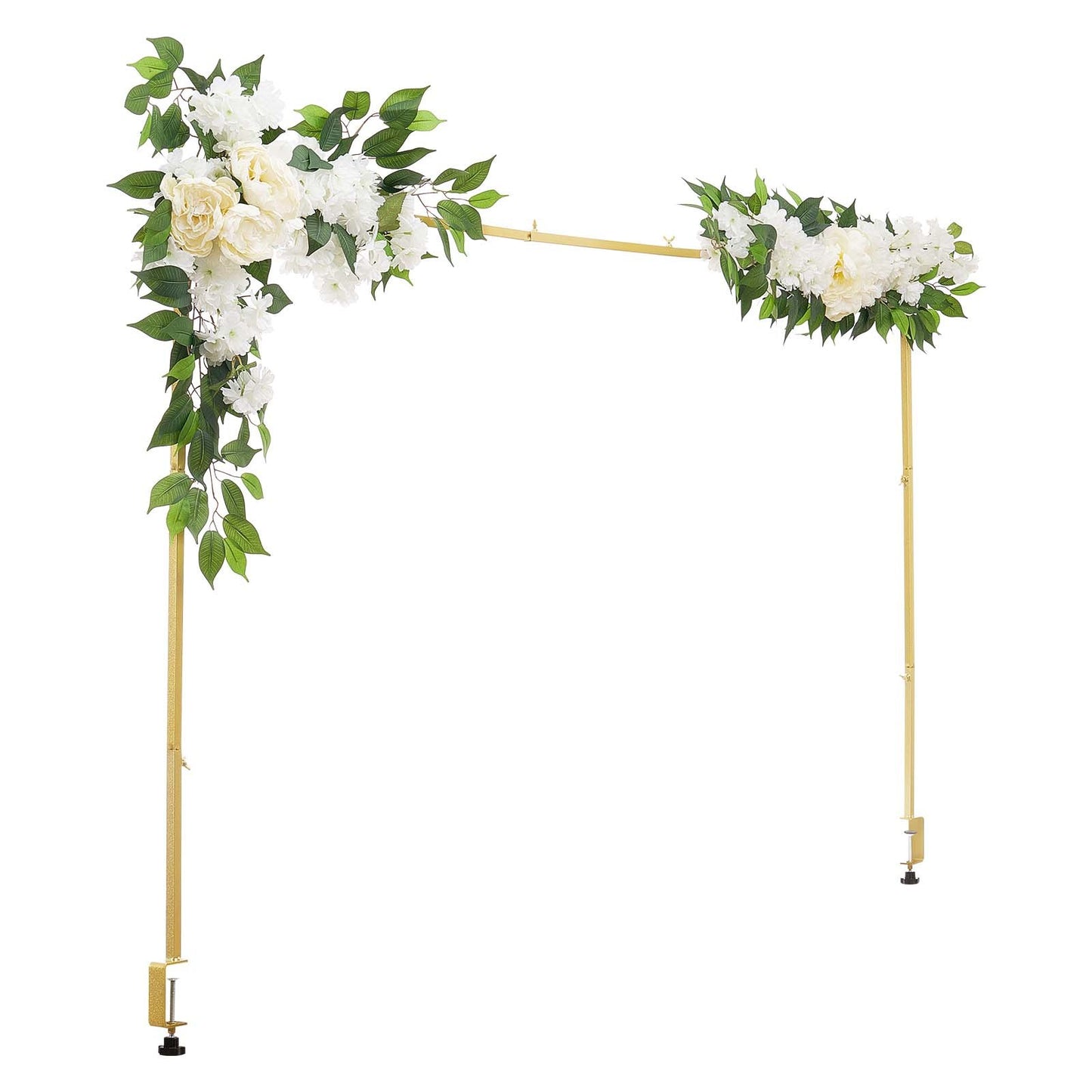 Over the Table Rod Stand with Clamps, Adjustable 71-249 cm Length & 33-106 cm Height, Table Arch Stand with Floral Accessories, Gold Balloon Frame for Wedding Birthday Party Christmas Decoration