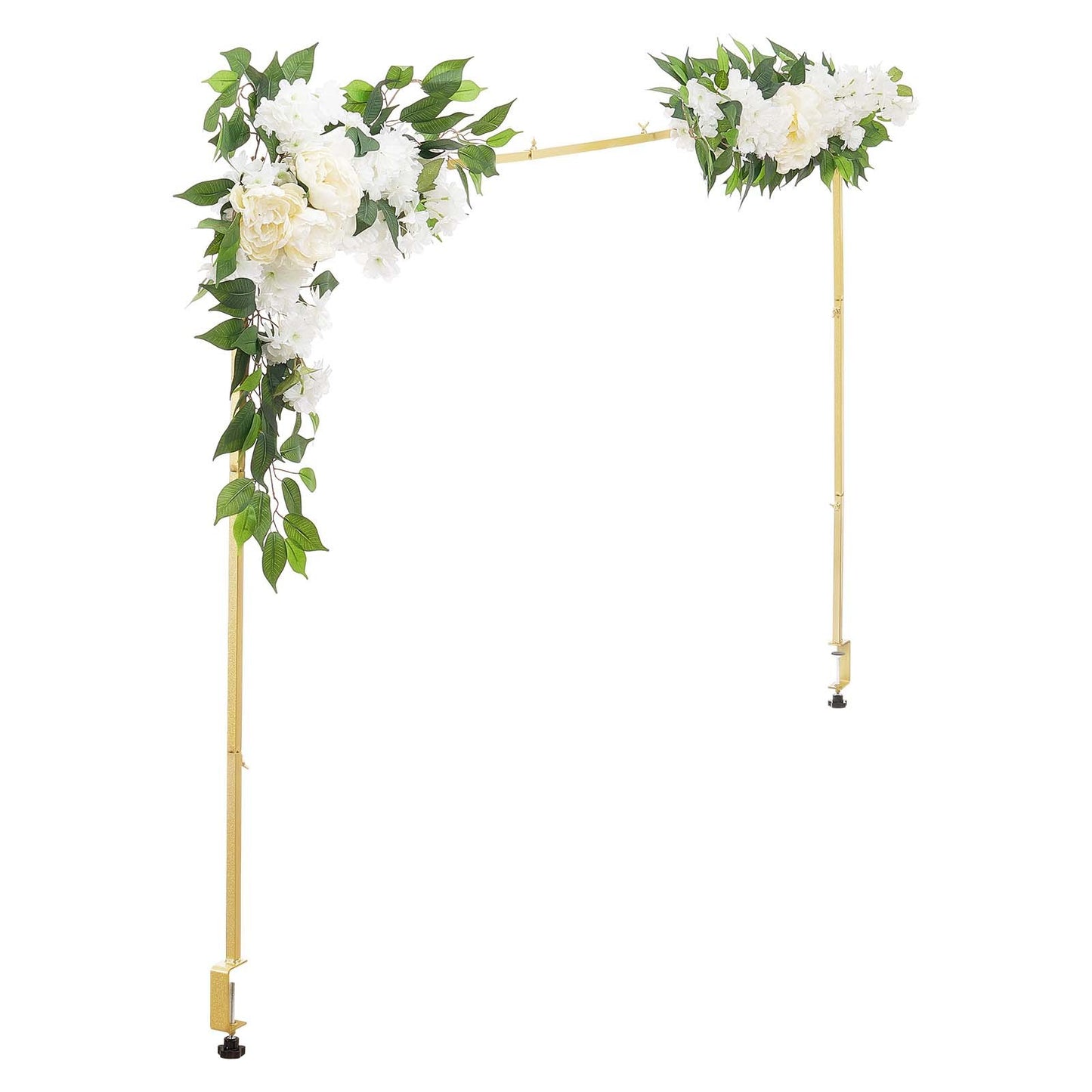 Over the Table Rod Stand with Clamps, Adjustable 71-249 cm Length & 33-106 cm Height, Table Arch Stand with Floral Accessories, Gold Balloon Frame for Wedding Birthday Party Christmas Decoration
