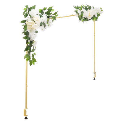 Over the Table Rod Stand with Clamps, Adjustable 71-249 cm Length & 33-106 cm Height, Table Arch Stand with Floral Accessories, Gold Balloon Frame for Wedding Birthday Party Christmas Decoration