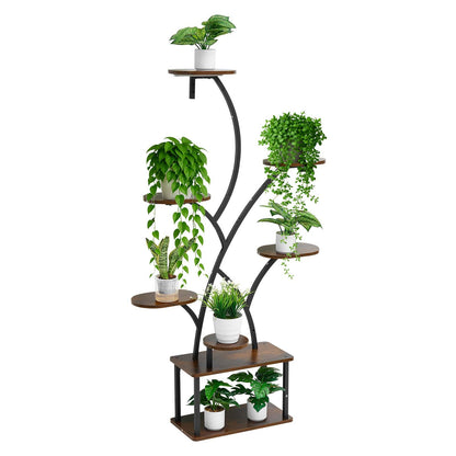 Plant Stand Indoor with Grow Lights, 157.5cm Tall 8-Tier Lighted Plant Shelf, Metal Corner Plants Holder, 3 Timer & 10 Brightness, Tree-Shaped Flower Display Rack for Living Room Balcony Decor