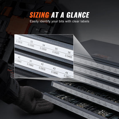 Borrbitsdispenserskåp, borrbitsorganiseringsskåp med fem lådor för borrbitsförvaring i stål #1 till #60, organiseringsskåp med etiketter, stapelbar borrhållare för borrbitsförvaring