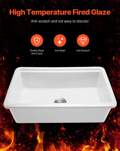 84 cm lantligt diskho, vit arbetsstation för diskho, undermonterade tvättställ i eldfast lera, nedfällbart tvättställ med en ho och flera tillbehör, stor diskmaskinsdiskho för kök