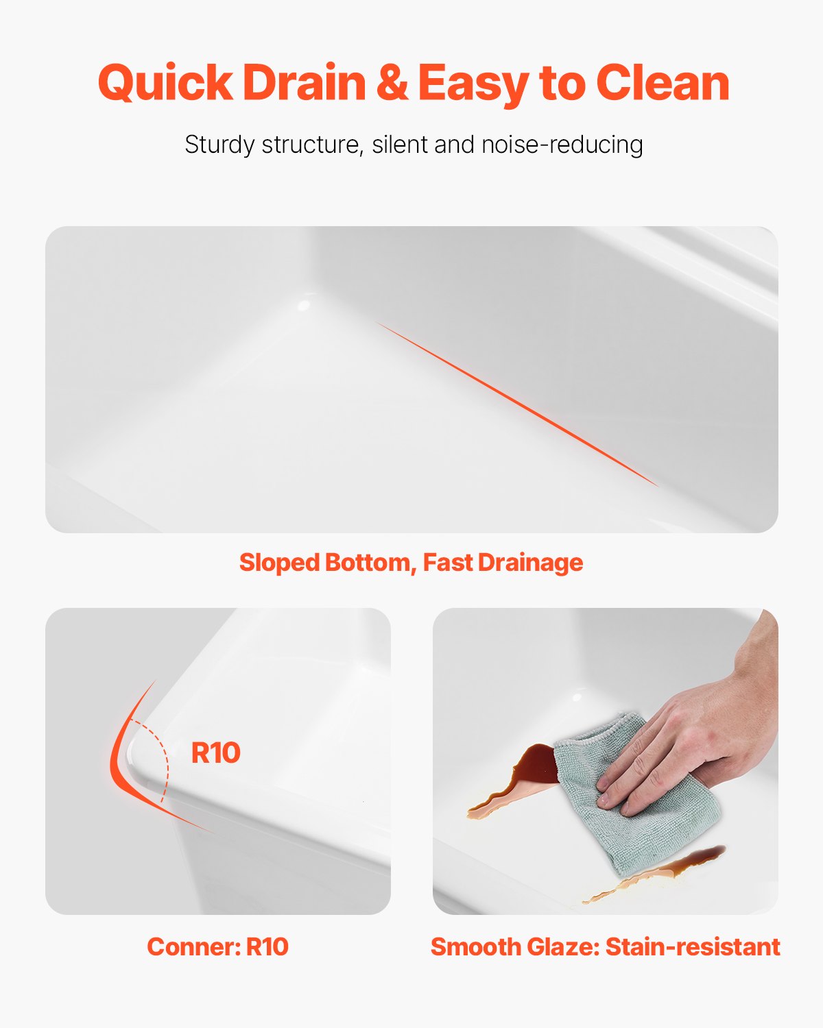 84 cm lantligt diskho, vit arbetsstation för diskho, undermonterade tvättställ i eldfast lera, nedfällbart tvättställ med en ho och flera tillbehör, stor diskmaskinsdiskho för kök
