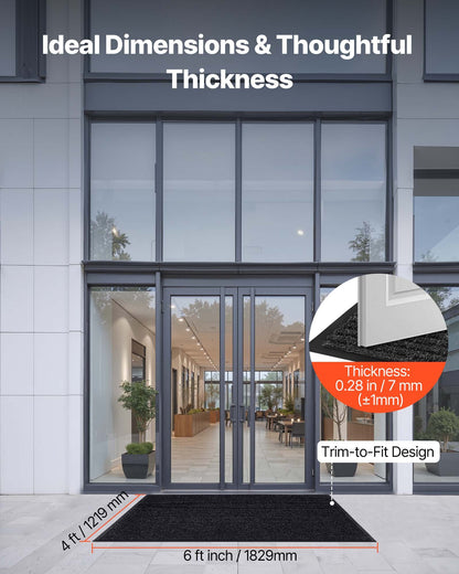 Front Door Mat, 1829 x 1219 mm Commercial Floor Mat for Indoor and Outdoor, Stylish Striped Industrial Carpet with PVC Backing, Heavy Duty Washable Entry Rug for Hallway, Balcony, Garage, Grey