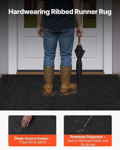 Front Door Mat, 1829 x 1219 mm Commercial Floor Mat for Indoor and Outdoor, Stylish Striped Industrial Carpet with PVC Backing, Heavy Duty Washable Entry Rug for Hallway, Balcony, Garage, Grey