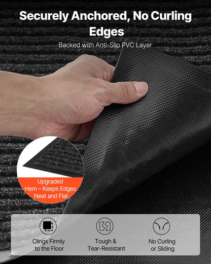 Front Door Mat, 1829 x 1219 mm Commercial Floor Mat for Indoor and Outdoor, Stylish Striped Industrial Carpet with PVC Backing, Heavy Duty Washable Entry Rug for Hallway, Balcony, Garage, Grey