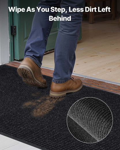 Front Door Mat, 1829 x 1219 mm Commercial Floor Mat for Indoor and Outdoor, Stylish Striped Industrial Carpet with PVC Backing, Heavy Duty Washable Entry Rug for Hallway, Balcony, Garage, Grey